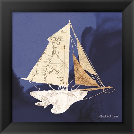 Framed Sailboat Blue II Print