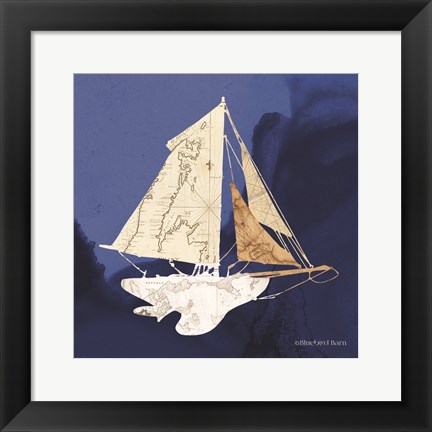 Framed Sailboat Blue II Print