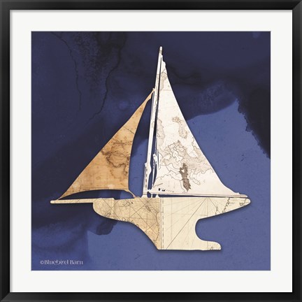 Framed Sailboat Blue III Print