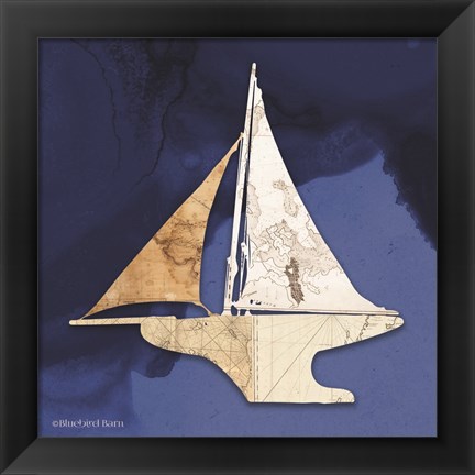 Framed Sailboat Blue III Print