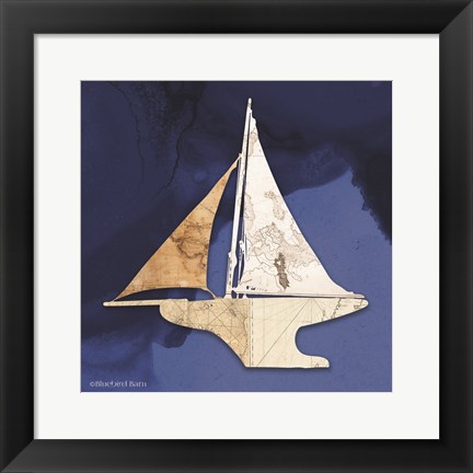 Framed Sailboat Blue III Print