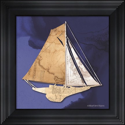 Framed Sailboat Blue IV Print