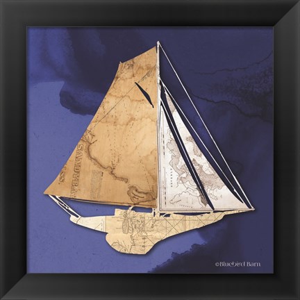 Framed Sailboat Blue IV Print