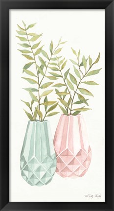 Framed Pastel Geometric Vase I Print