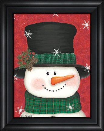 Framed Pine Cones &amp; Green Plaid Snowman Print