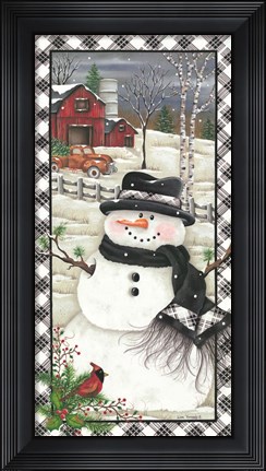 Framed Rusty Truck Snowman Print