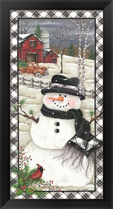 Framed Rusty Truck Snowman Print