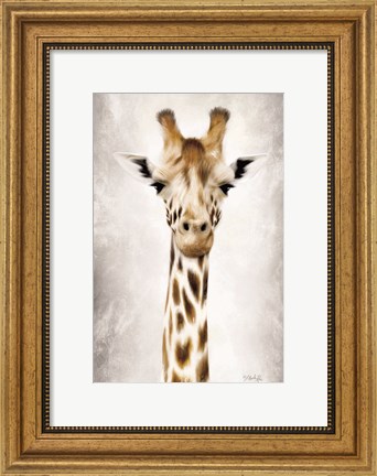 Framed Geri the Giraffe Up Close Print