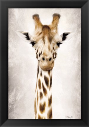 Framed Geri the Giraffe Up Close Print