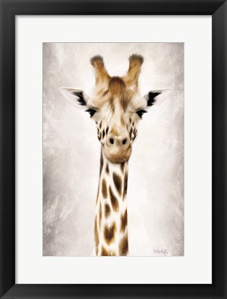 Framed Geri the Giraffe Up Close Print