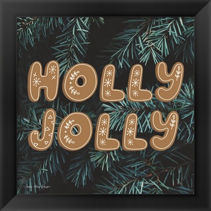 Framed Gingerbread Holly Jolly Print