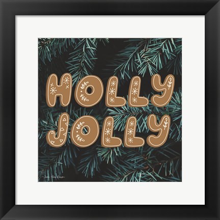 Framed Gingerbread Holly Jolly Print