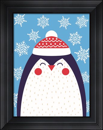 Framed Snowflake Penguin Print