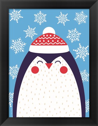 Framed Snowflake Penguin Print