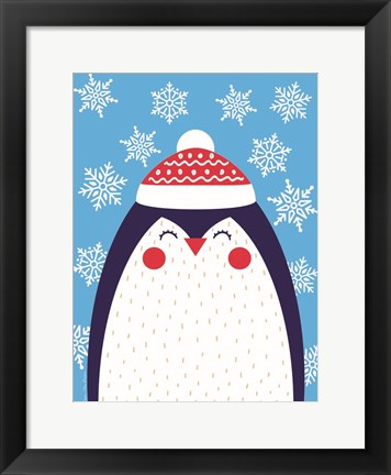 Framed Snowflake Penguin Print