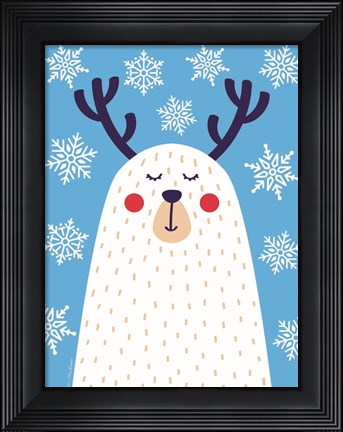 Framed Snowflake Reindeer Print