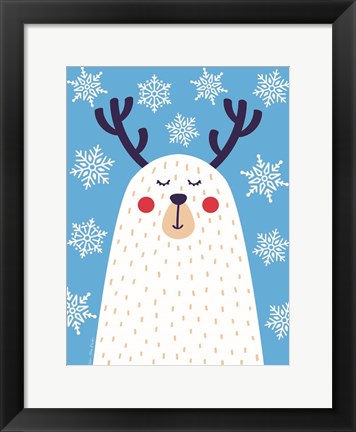 Framed Snowflake Reindeer Print