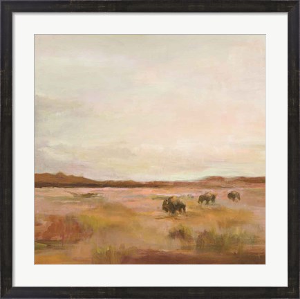 Framed Buffalo Under Big Sky Warm Print