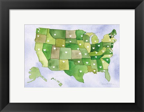 Framed USA Capital Map Print