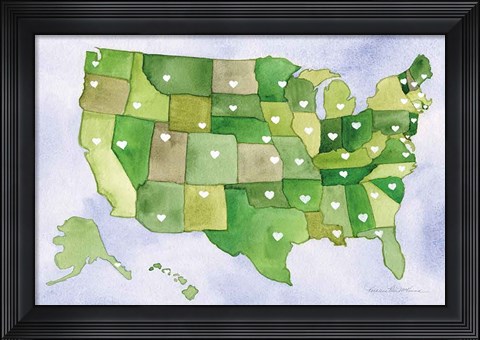 Framed USA Capital Map Print