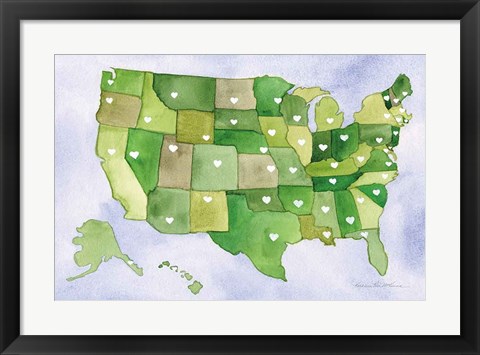 Framed USA Capital Map Print
