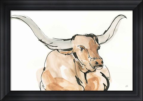 Framed Longhorn I Print