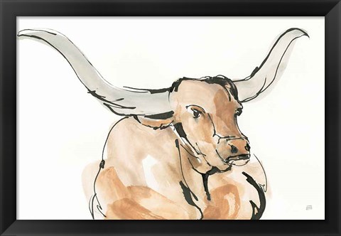 Framed Longhorn I Print