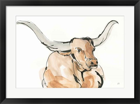 Framed Longhorn I Print