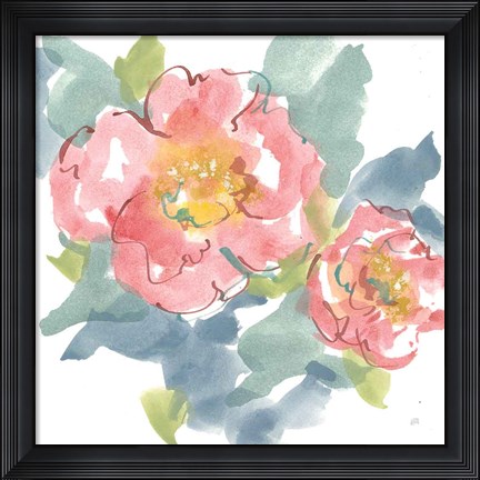 Framed Peony in the Pink I on White Print
