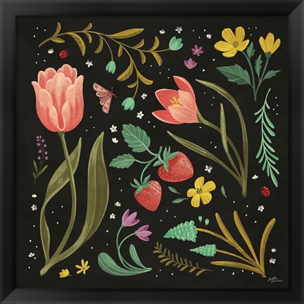 Framed Spring Botanical III Black Print