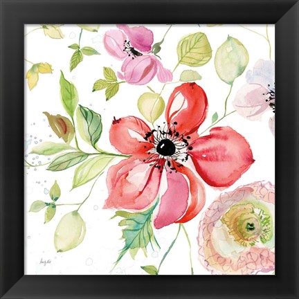 Framed Spray of Anemones III Print