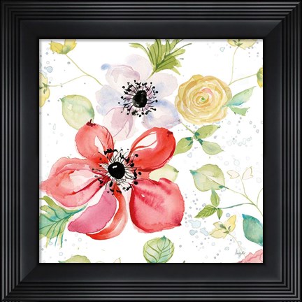 Framed Spray of Anemones II Print