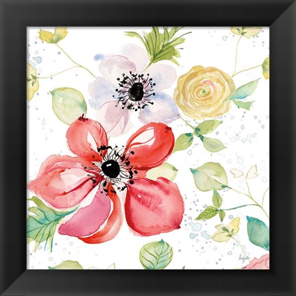 Framed Spray of Anemones II Print