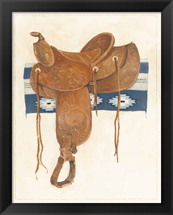 Framed Western Saddle II Light Print