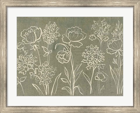 Framed Sage Floral I Crop Print
