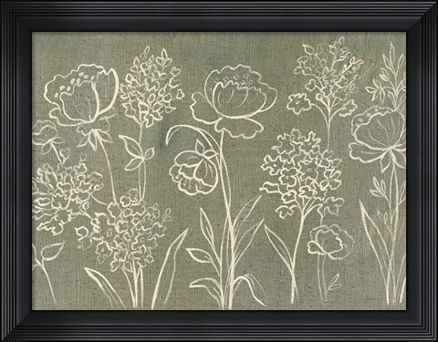 Framed Sage Floral I Crop Print