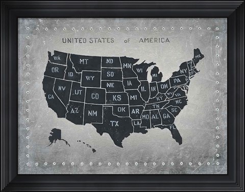Framed Riveting USA Map Print