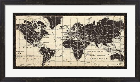 Framed Old World Map Parchment Print