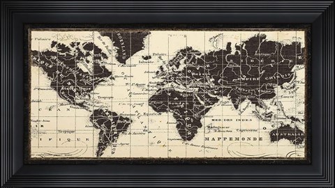 Framed Old World Map Parchment Print