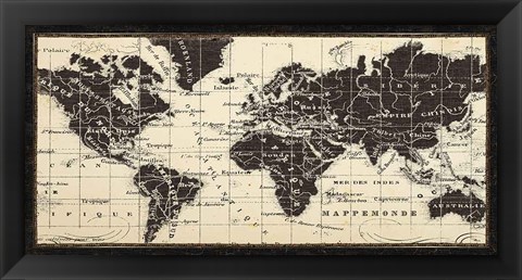 Framed Old World Map Parchment Print