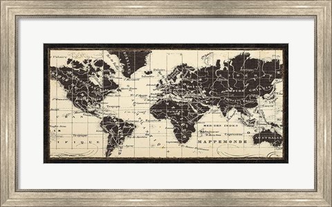 Framed Old World Map Parchment Print