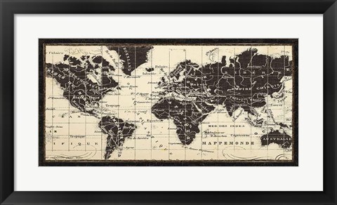 Framed Old World Map Parchment Print