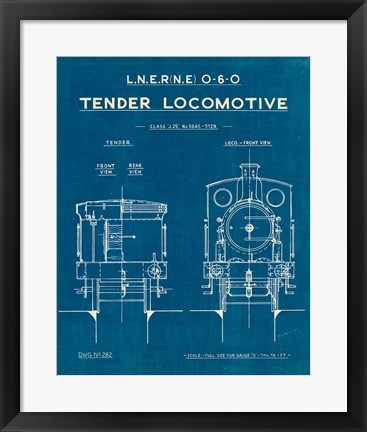 Framed Locomotive Blueprint III Print