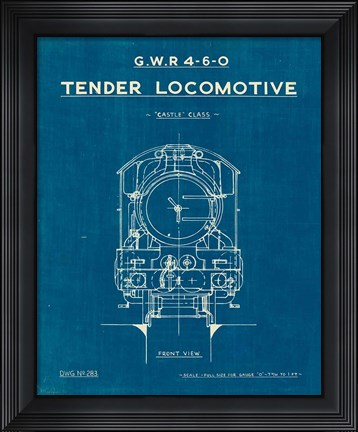 Framed Locomotive Blueprint II Print