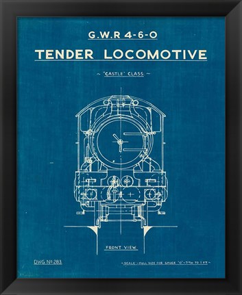 Framed Locomotive Blueprint II Print