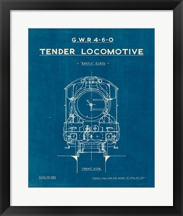 Framed Locomotive Blueprint II Print