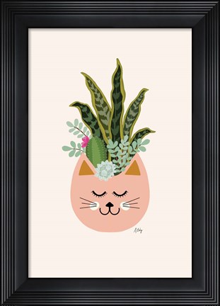 Framed Cats and Plants Print
