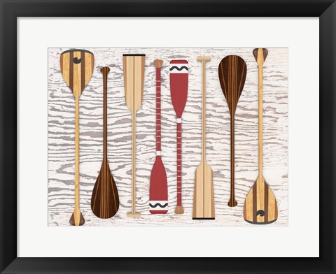 Framed Canoe, Paddles &amp; Oar Print