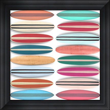 Framed Surfboard Pattern Print
