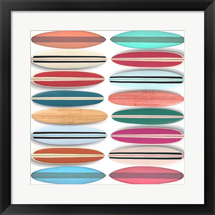 Framed Surfboard Pattern Print